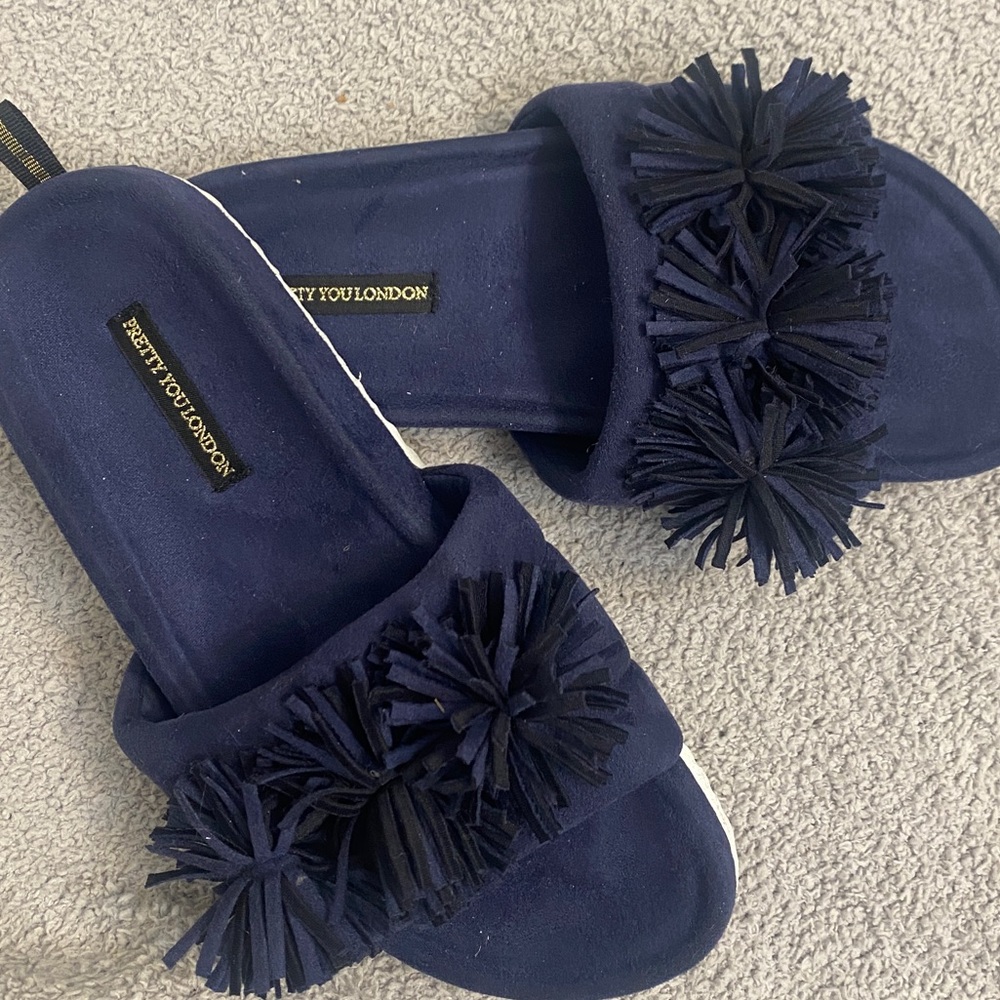 Pretty you London sandals with Pom Pom detail